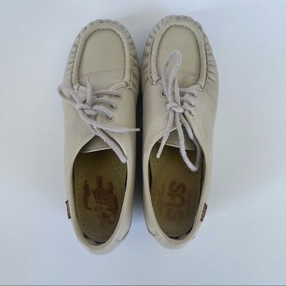 SAS Siesta Shoes Women Size 7 Bone Leather Handsewn Lace Up Oxfords Made in USA - Picture 7 of 9